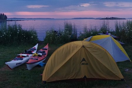 a tent in a body of water