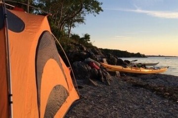A kayak campsite on the Maine Island Trail