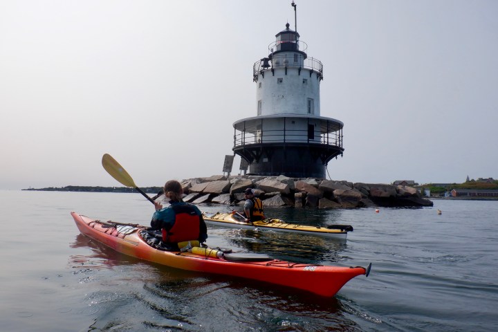 Paddling past Spring Point Lighthouse in Maine