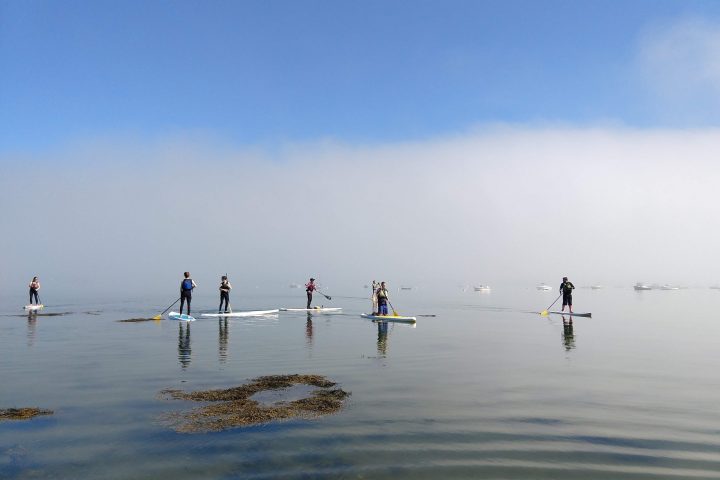 a group of people on a boat in the water