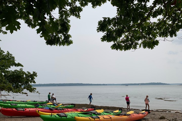 a group of people in a boat on a body of water