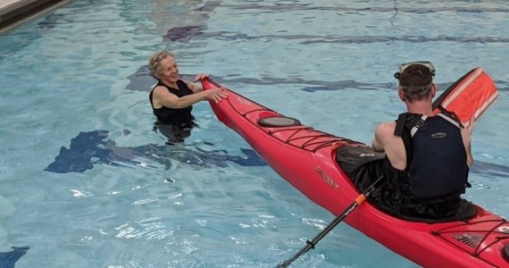 a person in a pool of water