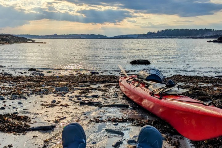 A seakayak and a view of the ocean